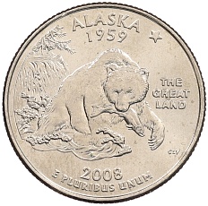 1/4 доллара (25 центов) 2008 года P США «Штаты и территории — Аляска» — Фото №1