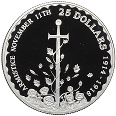 25 долларов 2008 года Соломоновы острова «90-летие окончания Первой Мировой войны» — Фото №1