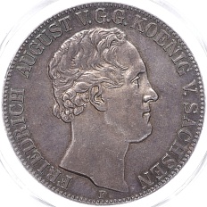 Двойной талер 1854 года Саксония — в слабе PCGS (AU55) — Фото №1