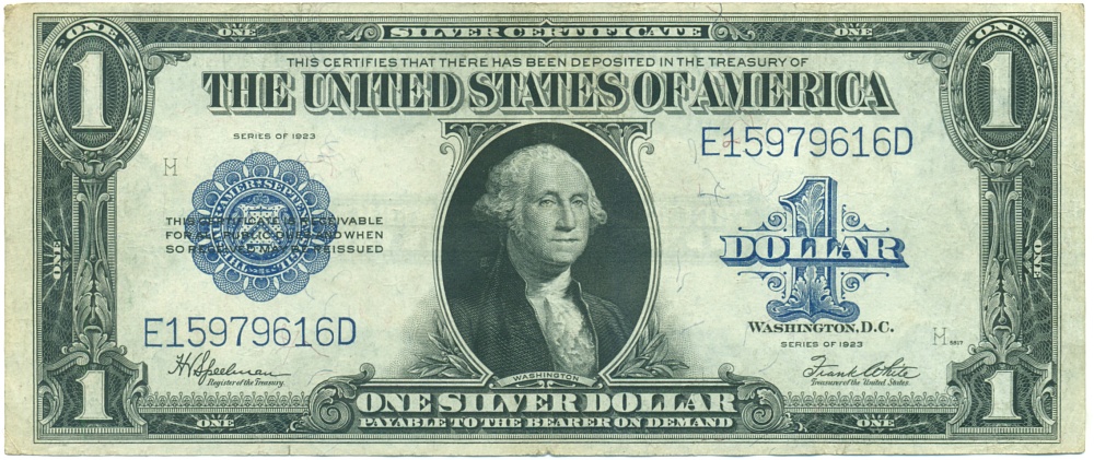 1 доллар 1923 года США «Серебряный сертификат» — Фото №1
