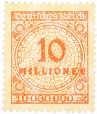 Почтовая марка 10 миллионов марок 1923 года Германия — Фото №1
