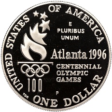 1 доллар 1996 года Р США «XXVI летние Олимпийские Игры 1996 в Атланте — Прыжки в высоту» — Фото №2