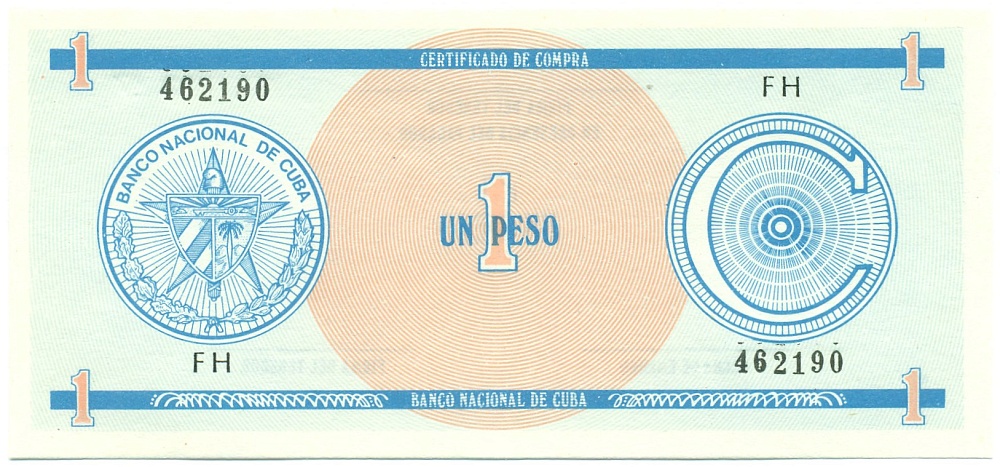 1 песо 1985 года Куба (Валютный сертификат) — Фото №1
