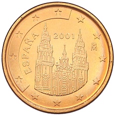 1 евроцент 2001 года Испания — Фото №1