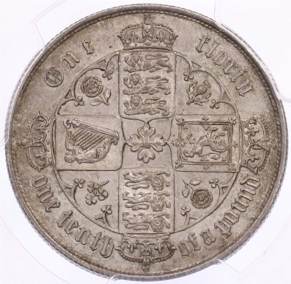 1 флорин 1852 года Великобритания (Королева Виктория) в слабе PCGS (MS64) — Фото №2
