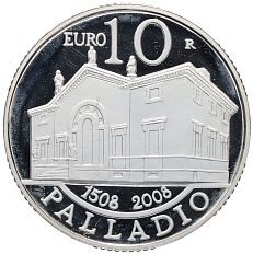 10 евро 2008 года Сан-Марино «500 лет со дня рождения Андреа Палладио» — Фото №1