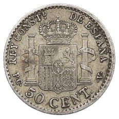 50 сентимо 1904 (10) года Испания — Фото №2