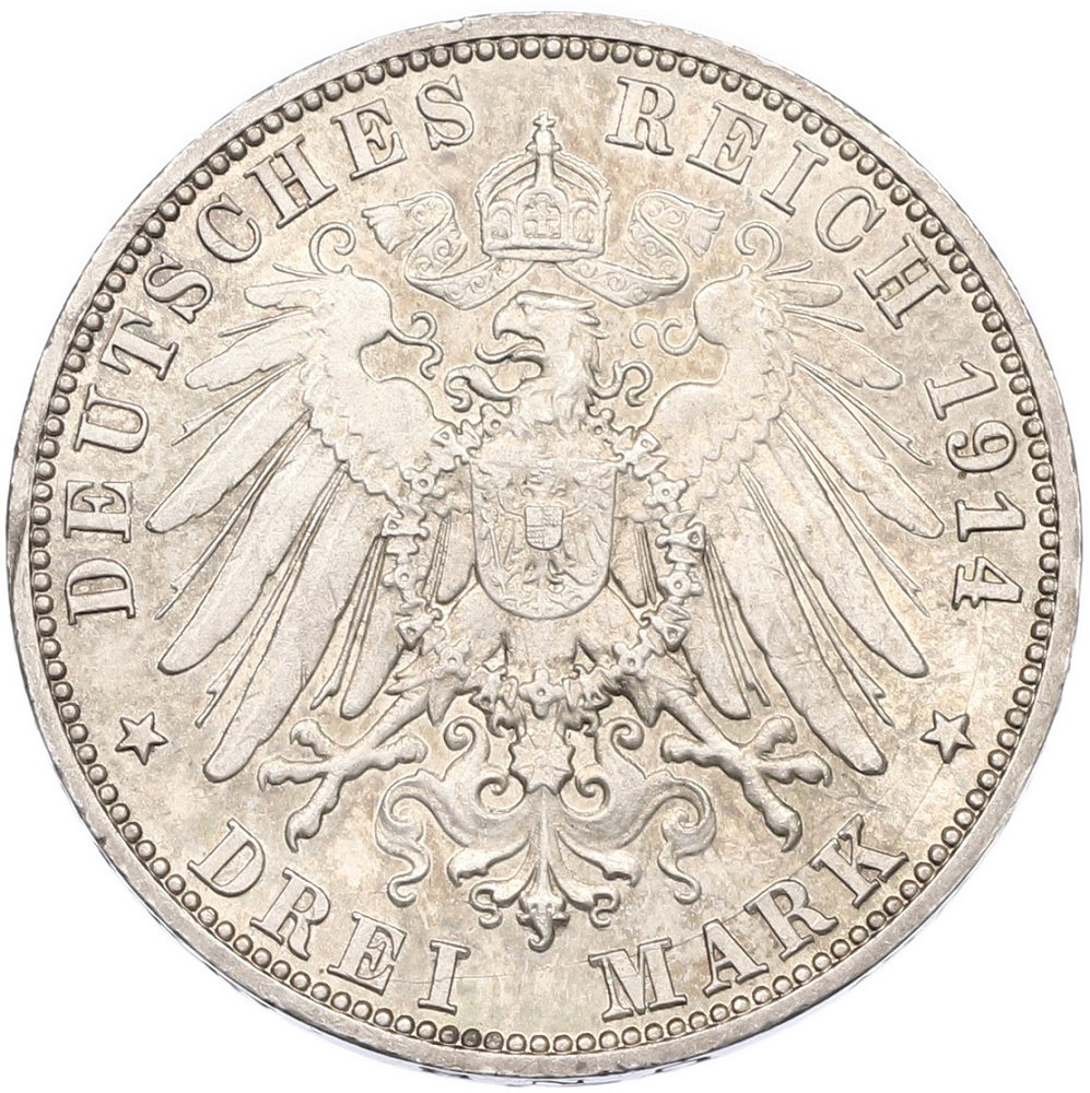 3 марки 1914 года Германия (Вюртемберг) — Фото №2