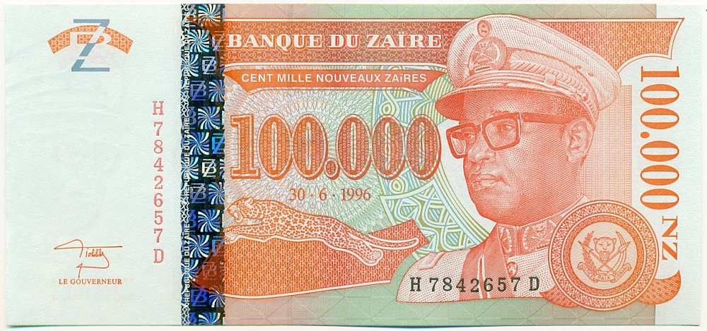 100000 новых заиров 1996 года Заир — Фото №1