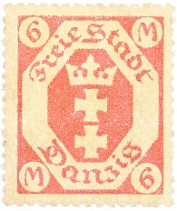 Почтовая марка 6 марок 1922 года Данциг — Фото №1
