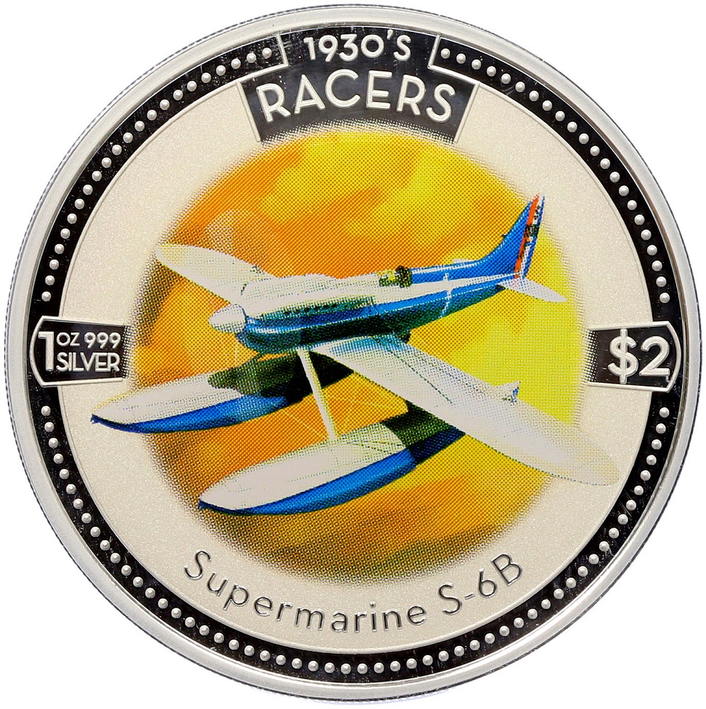 2 доллара 2006 года Острова Кука «Воздушные гонки 1930-х — Supermarine S-6B» — Фото №1
