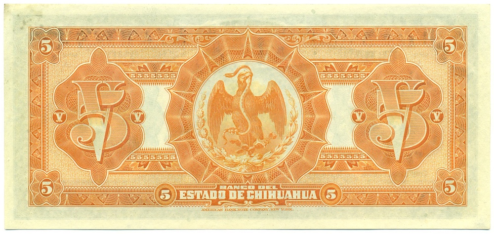 5 песо 1913 года Мексика (Штат Чиуауа) — Фото №2