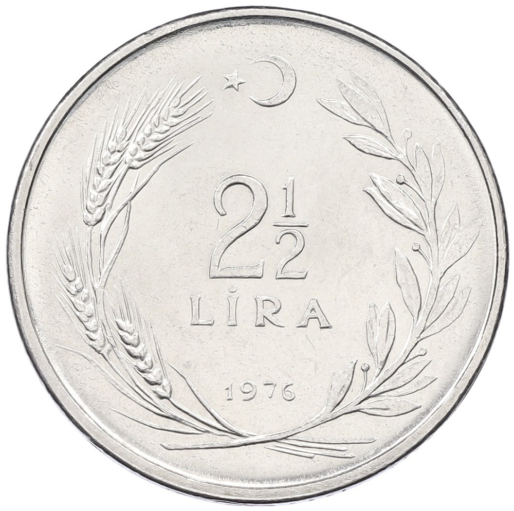 2 1/2 лиры 1976 года Турция — Фото №1