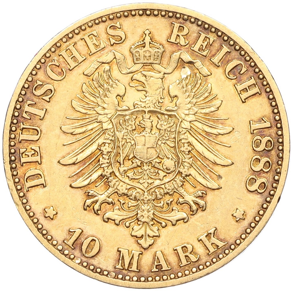 10 марок 1888 года Германия (Пруссия) — Фридрих III — Фото №2