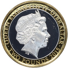 2 фунта 2015 года Гибралтар «50-я годовщина со дня смерти Уинстона Черчилля — Никогда так многие не были в долгу» — Фото №2