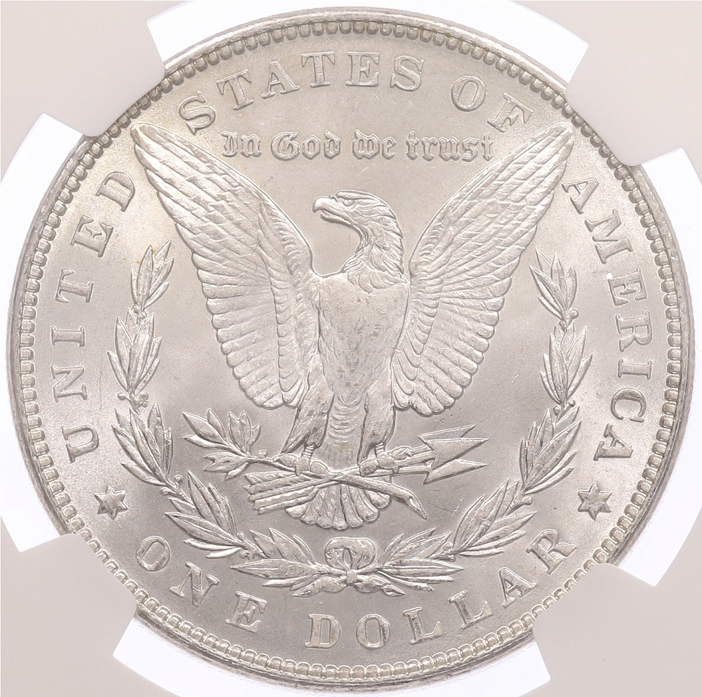 1 доллар 1887 года США «Доллар Моргана» в слабе NGC (MS63) — Фото №2