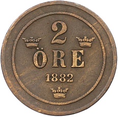 2 эре 1882 года Швеция — Фото №1