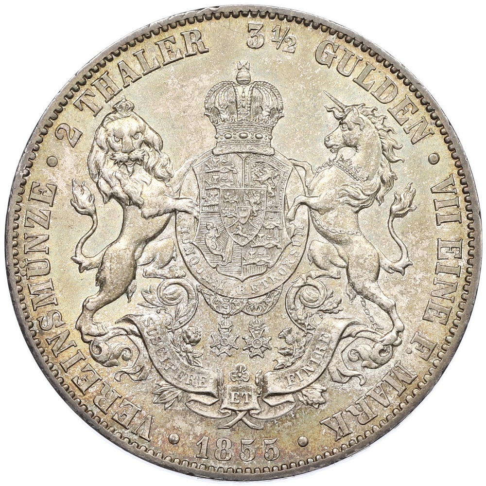 2 талера 1855 года Ганновер — Фото №2