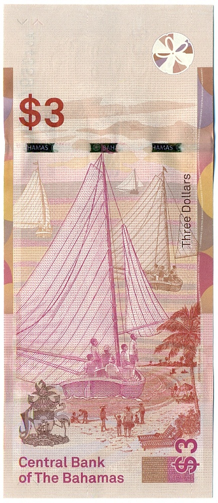 3 доллара 2019 года Багамские острова — Фото №2