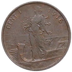 1 чентезимо 1916 года Италия — Фото №1