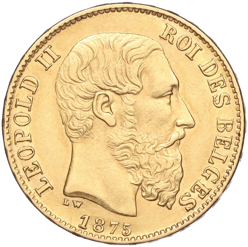 20 франков 1875 года Бельгия (Леопольд II) — Фото №1