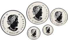 Набор из 5 монет 2015 года Канада «Кленовый лист» — Фото №2