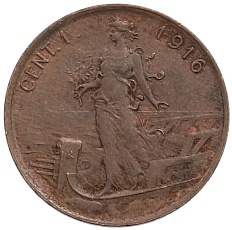 1 чентезимо 1916 года Италия — Фото №1
