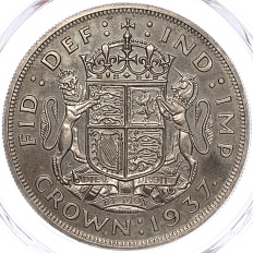 1 крона 1937 года Великобритания «Коронация Георга VI» — в слабе PCGS (PR64) — Фото №1