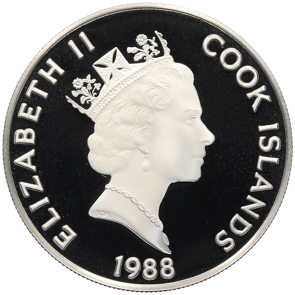 50 долларов 1988 года Острова Кука «Великие исследователи — Абел Янсзон Тасман» — Фото №2