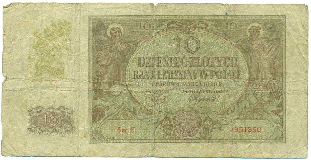 10 злотых 1940 года Польша — Фото №1