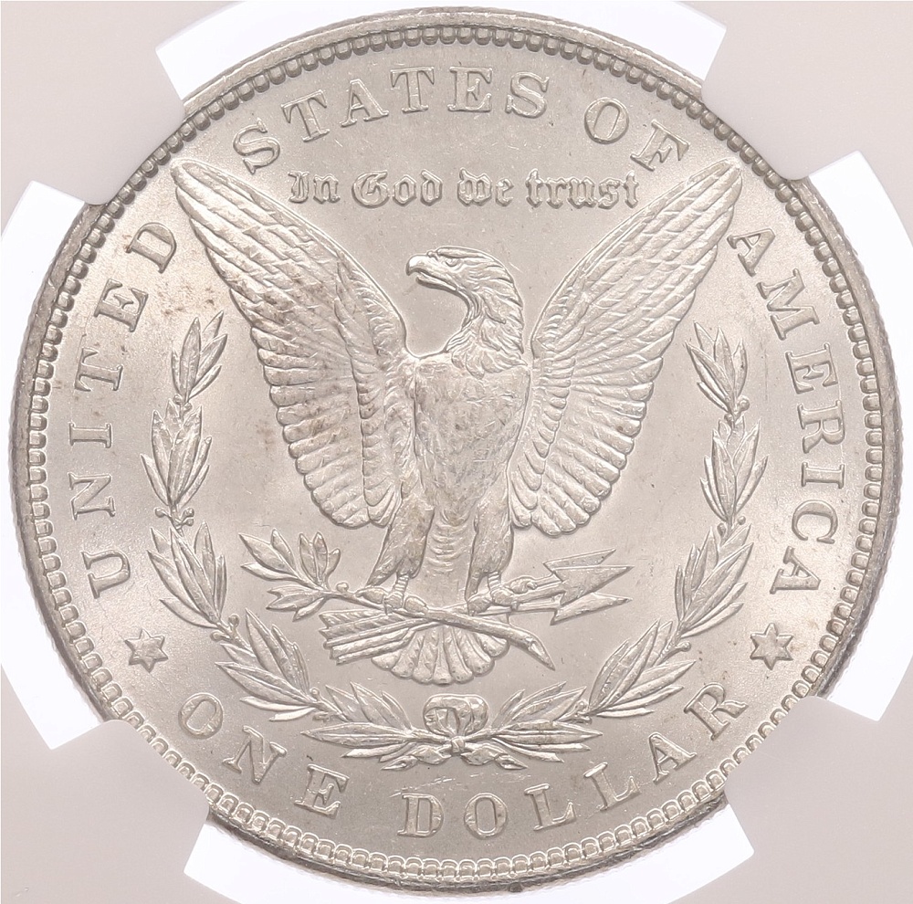 1 доллар 1896 года США «Доллар Моргана» в слабе NGC (MS63) — Фото №2