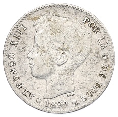 1 песета 1899 года Испания — Фото №1
