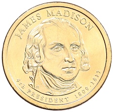 1 доллар 2007 года D США «4-й президент США Джеймс Мэдисон» — Фото №1