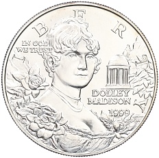 1 доллар 1999 года Р США «Долли Мэдисон» — Фото №1