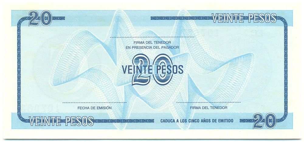 20 песо 1985 года Куба (Валютный сертификат) — Фото №2