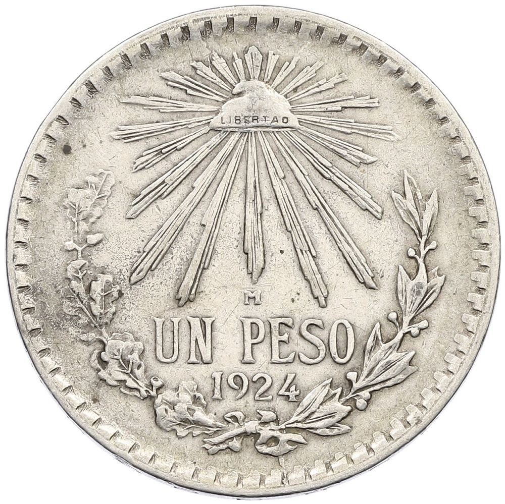 1 песо 1924 года Мексика — Фото №1