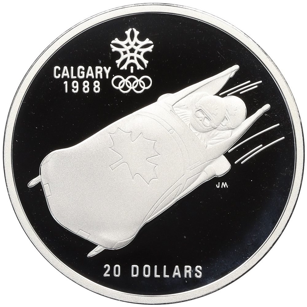 20 долларов 1987 года Канада «XV зимние Олимпийские Игры 1988 в Калгари — Бобслей» — Фото №1