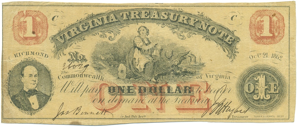1 доллар 1862 года США — Штат Вирджиния — Фото №1