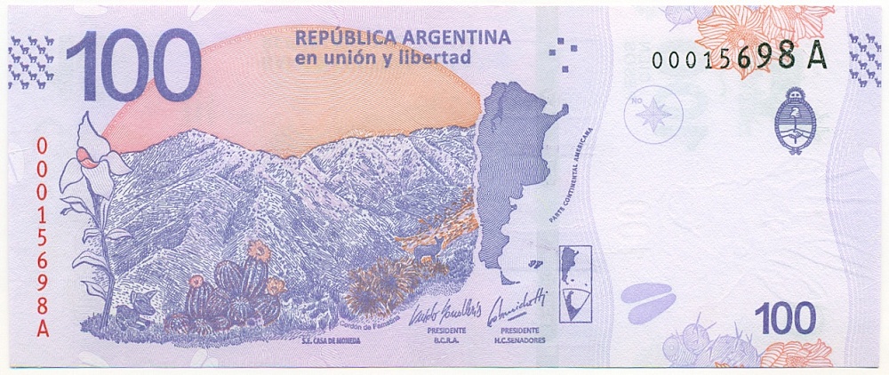 100 песо 2018 года Аргентина — Фото №2