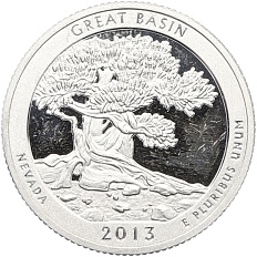 1/4 доллара (25 центов) 2013 года S США «Национальные парки — №18 Национальный парк Грейт-Бейсин» — Фото №1