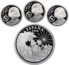 Набор из 4 монет 2006 года Испания «Христофор Колумб» — Фото №2
