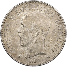 2 кроны 1939 года Швеция — Фото №1