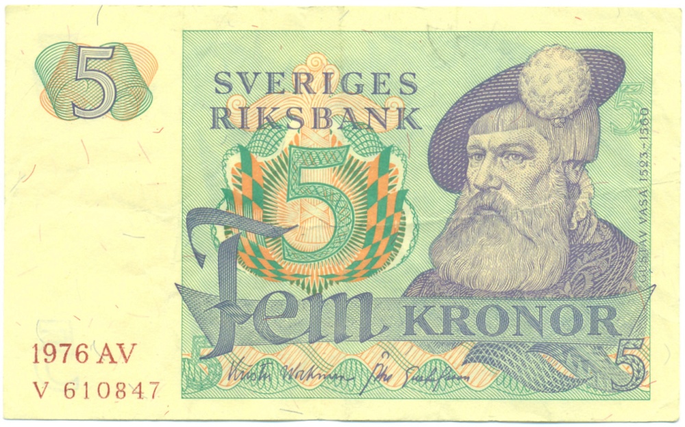 5 крон 1976 года Швеция — Фото №1