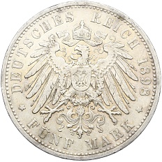 5 марок 1898 года Германия (Вюртемберг) — Фото №2