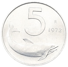 5 лир 1972 года Италия — Фото №1