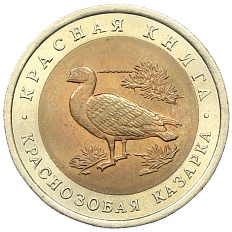 10 рублей 1992 года ЛМД «Красная книга — Краснозобая казарка» — Фото №1