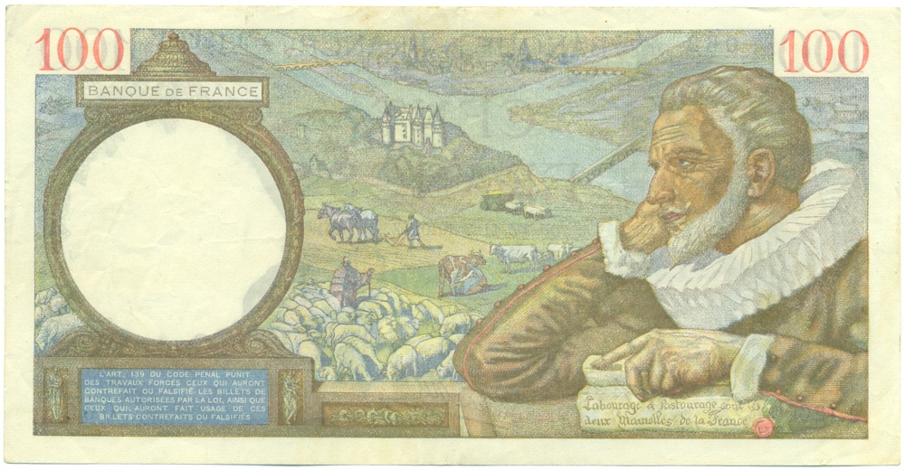 100 франков 1940 года Франция — Фото №2