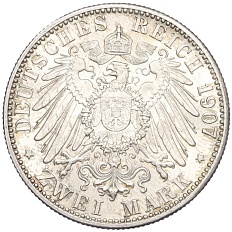 2 марки 1907 года Германия (Баден) «Смерть Фридриха I» — Фото №2