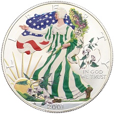 1 доллар 2001 года США «Шагающая Свобода» (Цветное покрытие) — Фото №1