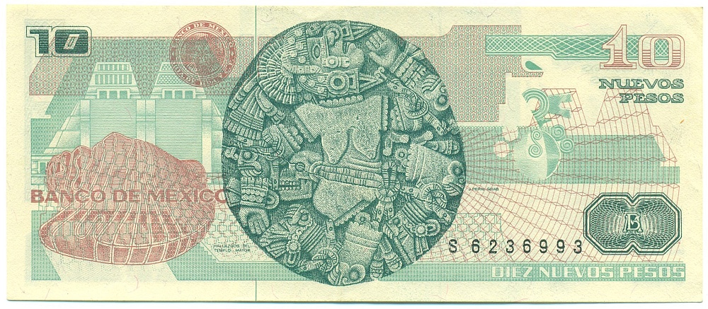 10 новых песо 1992 года Мексика — Фото №2